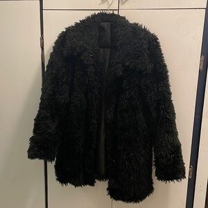 H&M Fuzzy Black Goth Coat